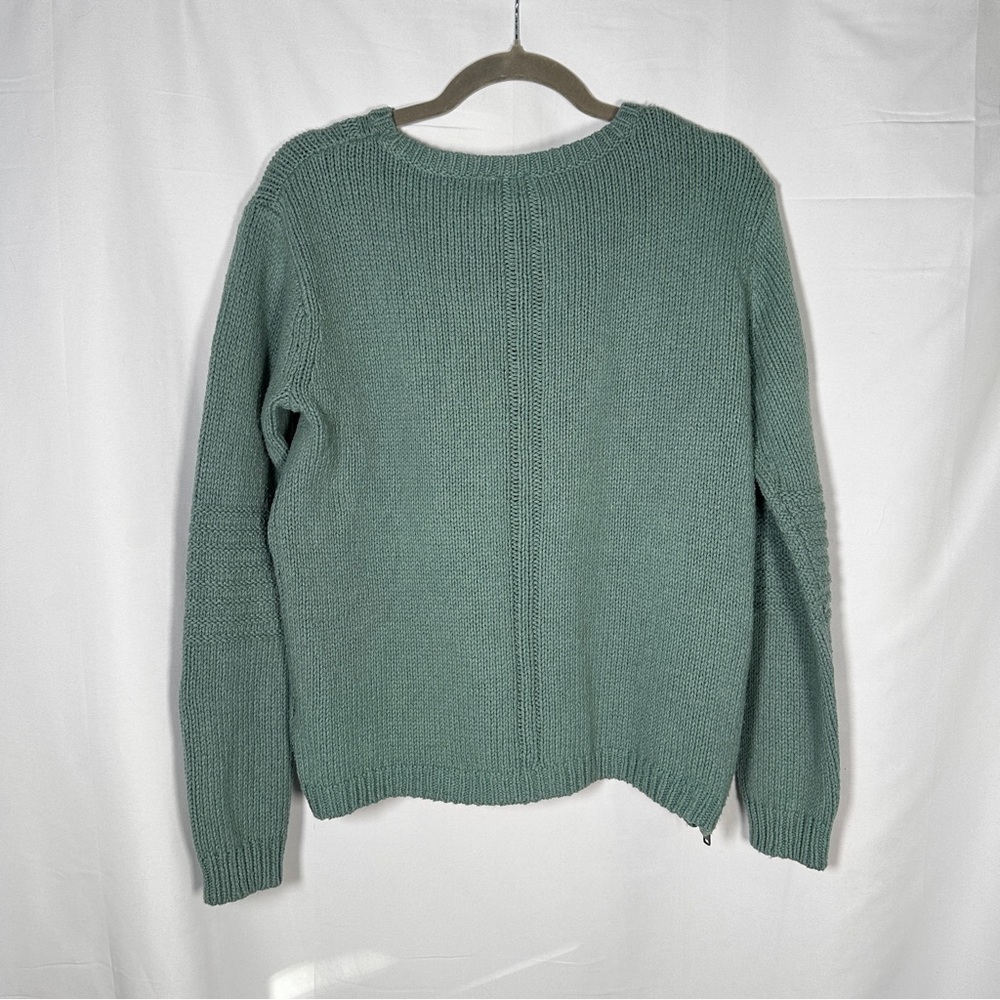 Roxy Cable Knit Sweater Cotton Wool Blend Sage Green Cozy Coastal Grandmacore M - Picture 8 of 13